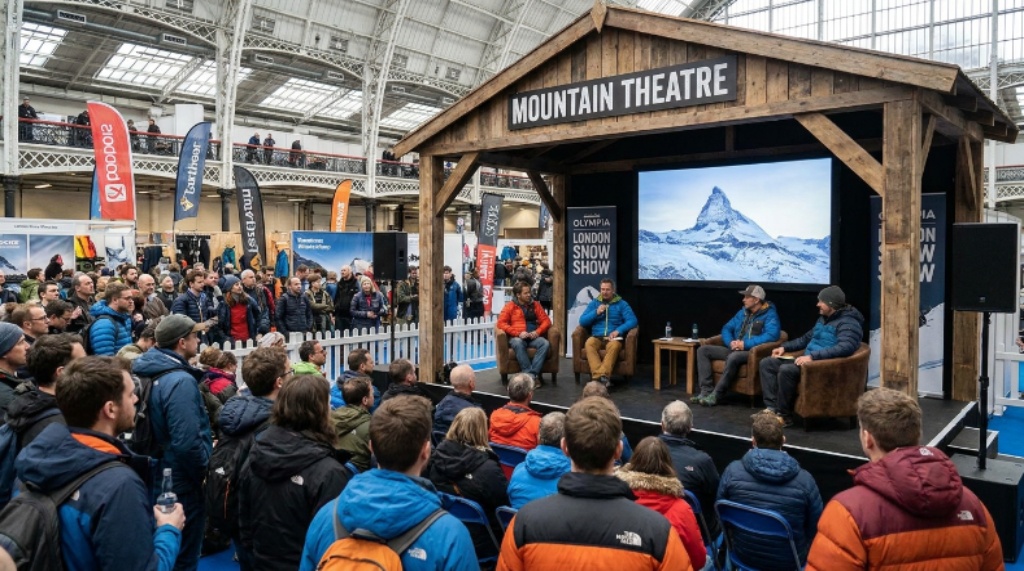 Mountain Theatre stage talk at London Snow Show Olympia