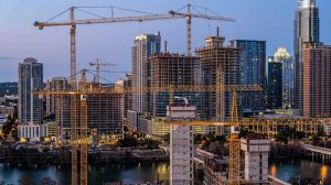 Austin Texas skyline with expanding residential neighborhoods